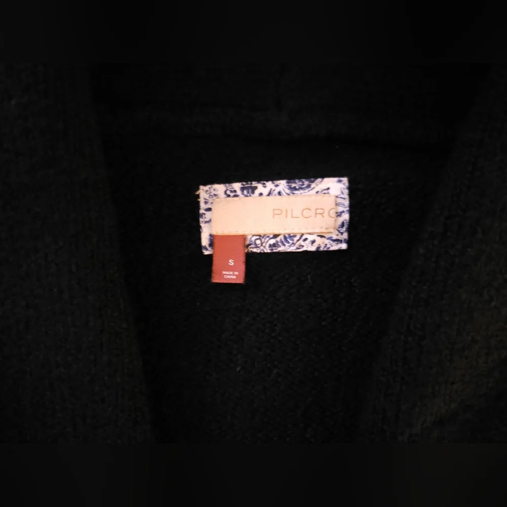 Pilcro Anthropologie Womens Black Shawl Cable-knit Button Cardigan Size Small - Picture 16 of 16